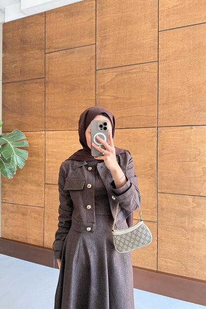 Woven Tweed Skirt Suit Navy Blue